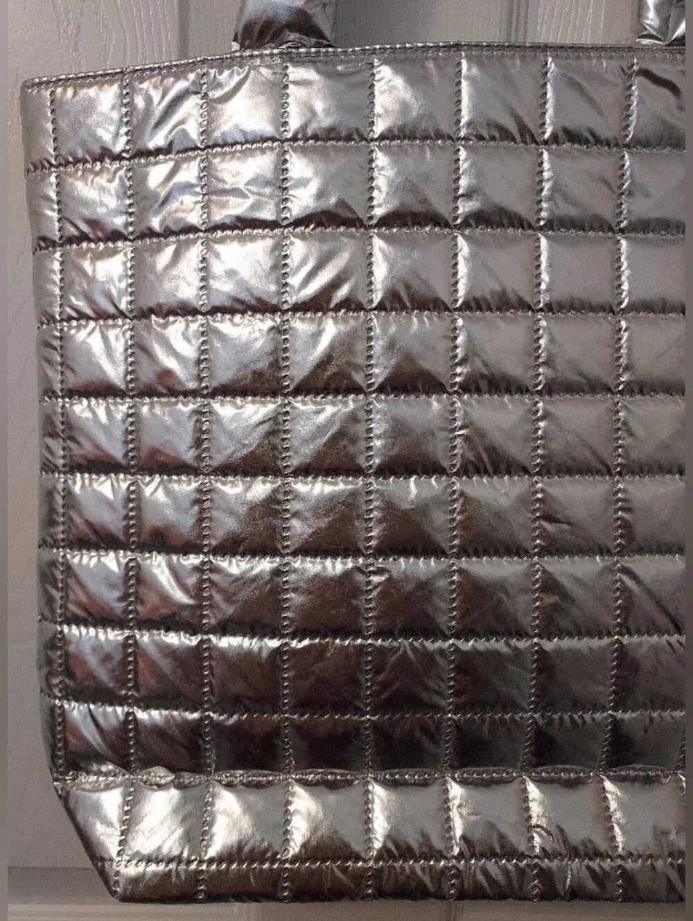 Clinique Silver Quilted Tote Bag